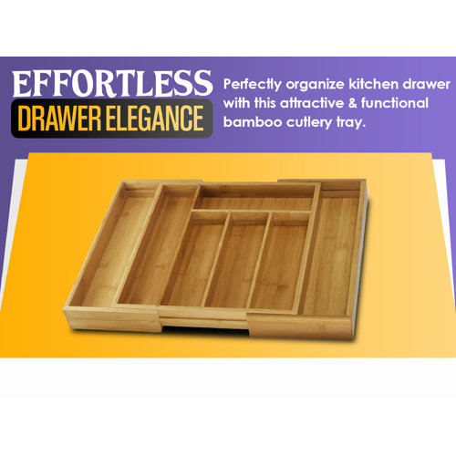 Rebrilliant Bamboo Adjustable Drawer Organizer Wayfair